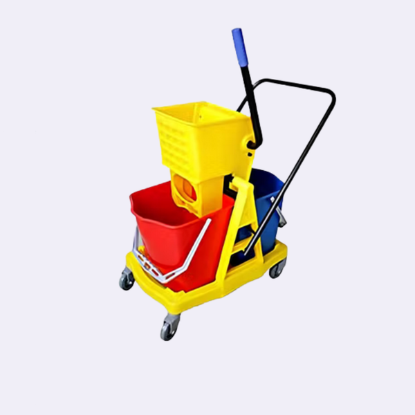 Double Bucket Wringer Mop Trolley